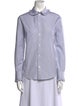 Celine Stripe Ruffle Trim Long Sleeve Striped Button-Up Top