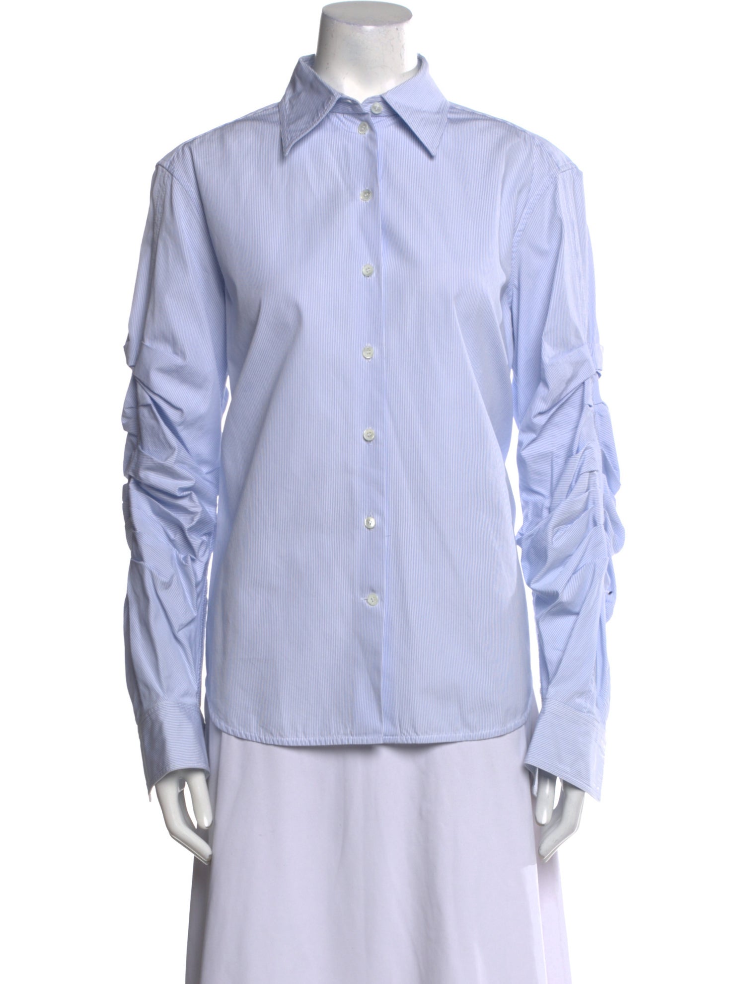 Celine Stripe Long Sleeve Striped Button-Up Top