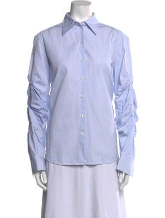 Celine Stripe Long Sleeve Striped Button-Up Top