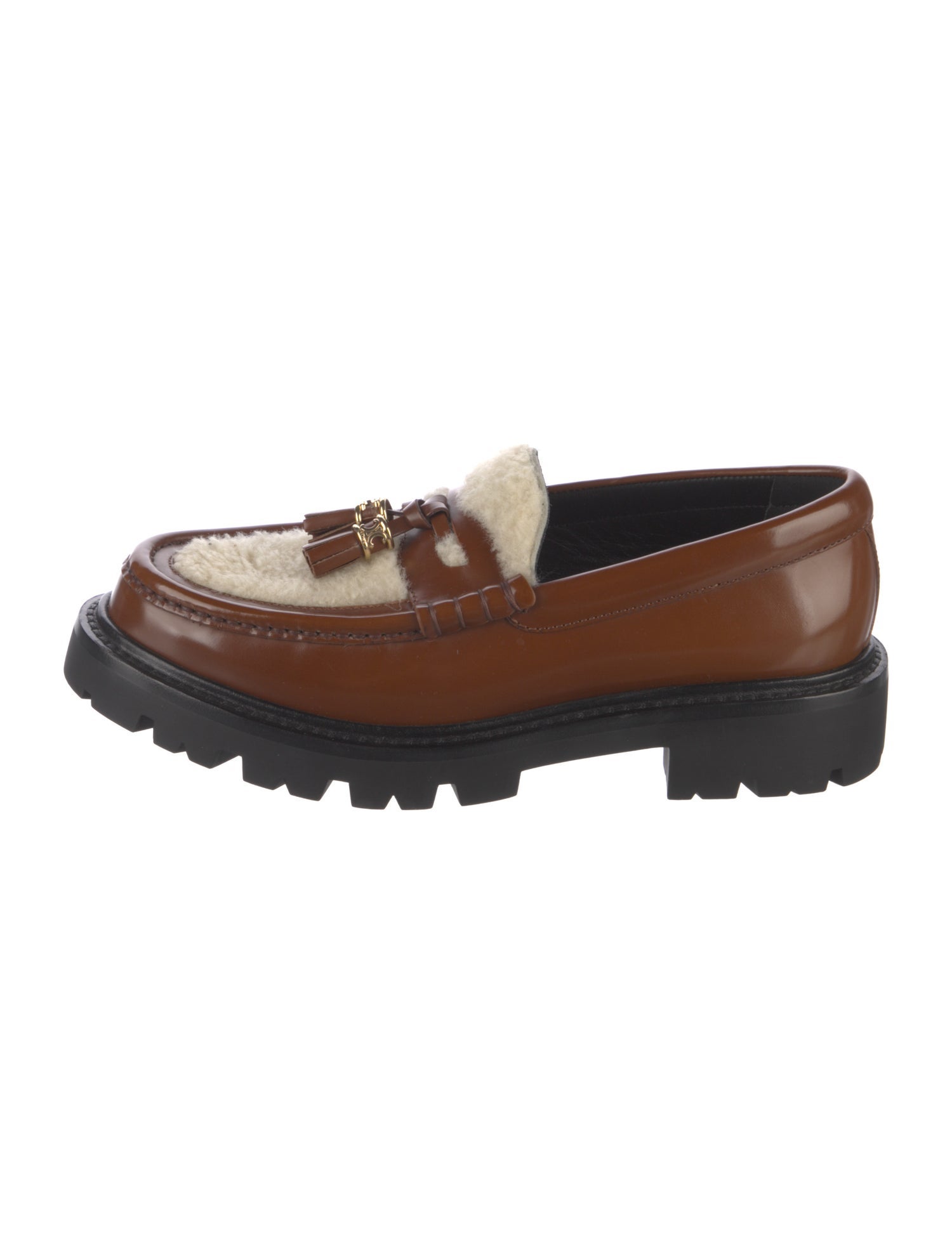 Celine Leather Tassel Accents Loafers
