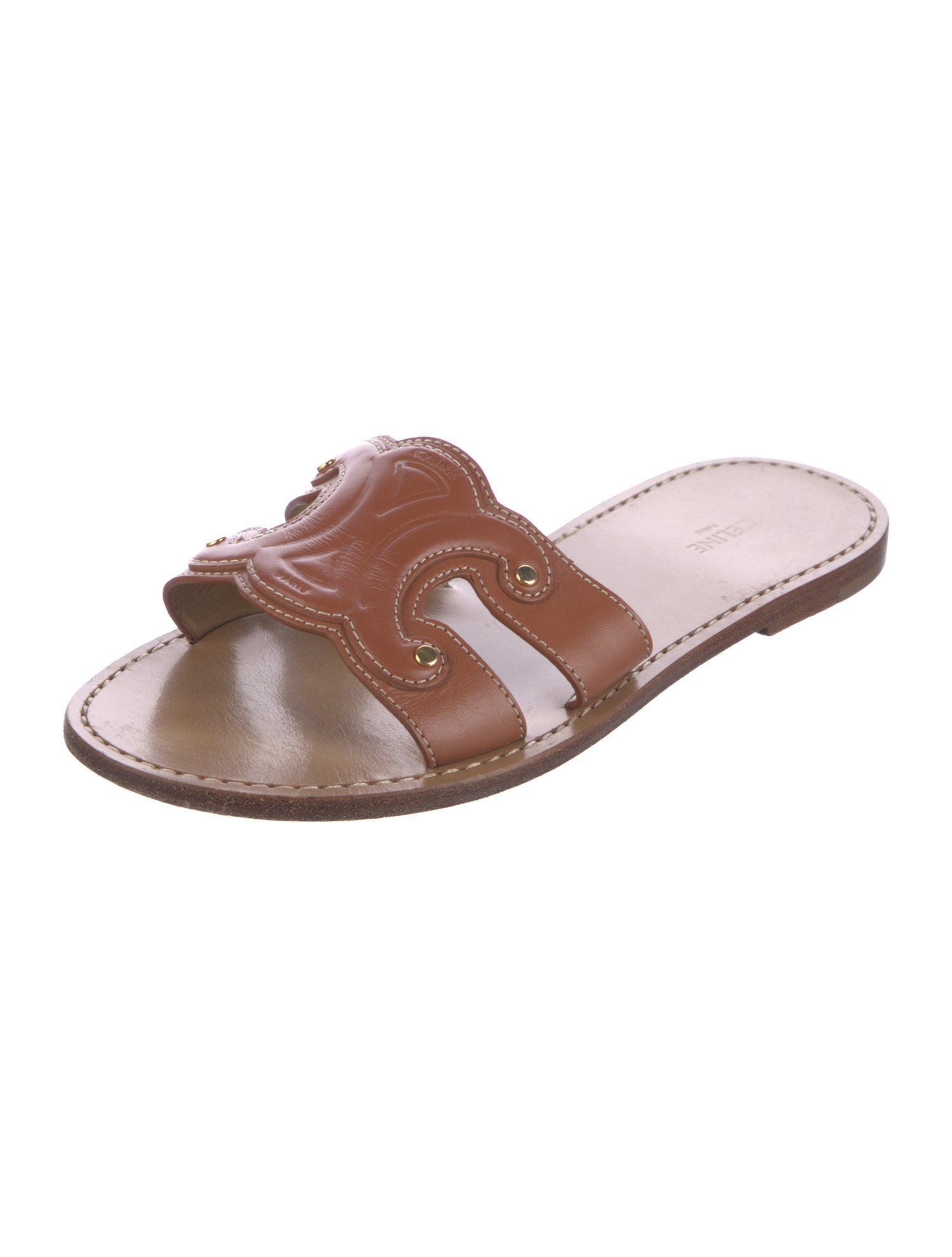 Celine Leather Cutout Accent Slides