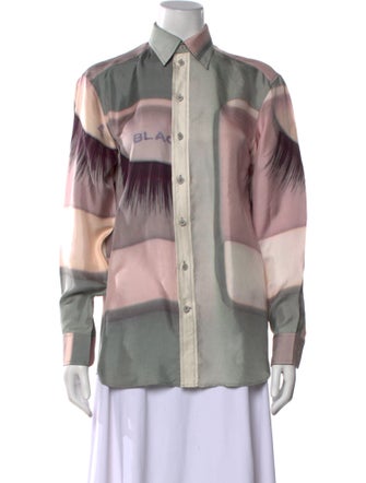 Celine Silk Printed Button-Up Top