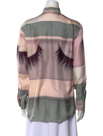 Celine Silk Printed Button-Up Top