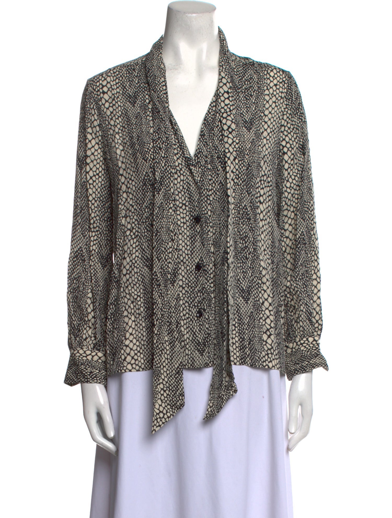 Celine Animal Print V-Neck Button-Up Top w/ Tags