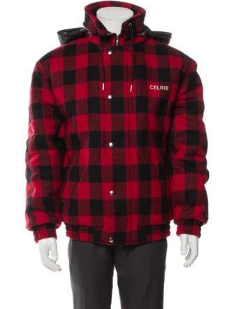 Celine Wool Plaid Print Parka