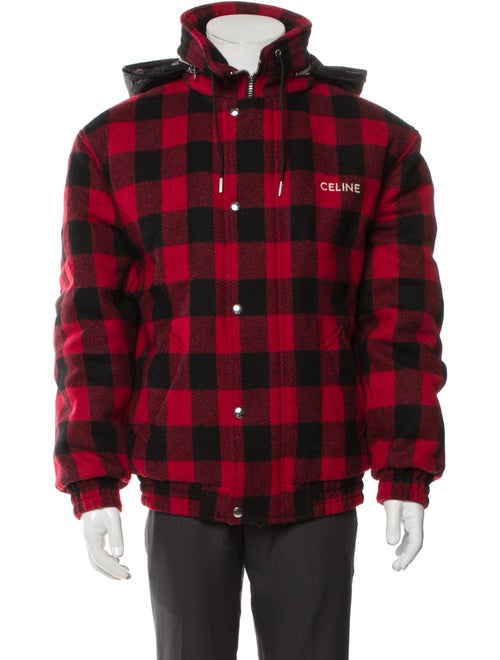 Celine Wool Plaid Print Parka