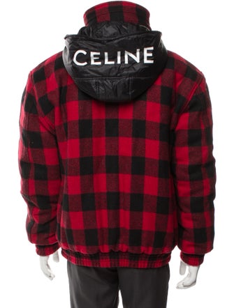 Celine Wool Plaid Print Parka
