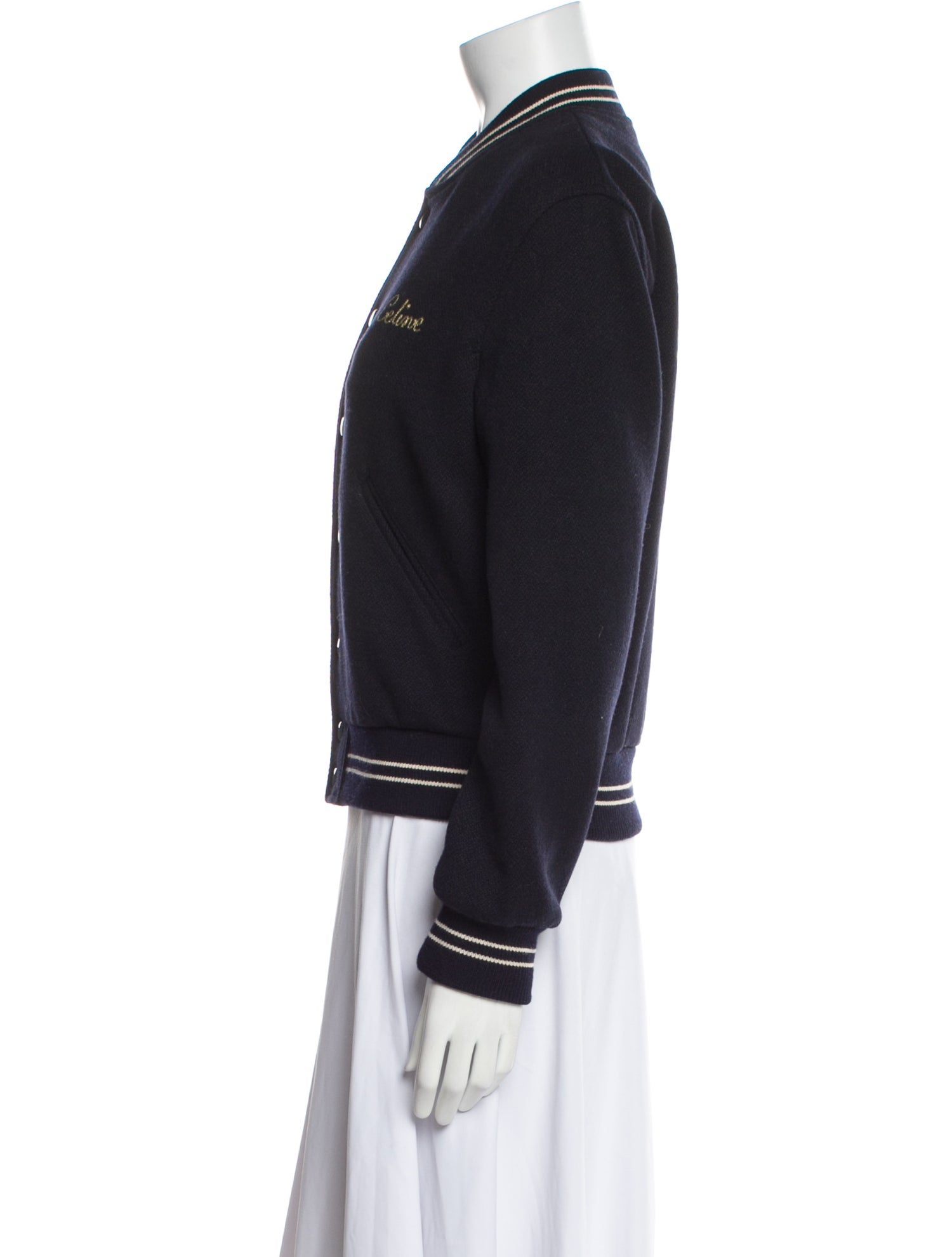 Celine Teddy Varsity Wool Bomber Jacket