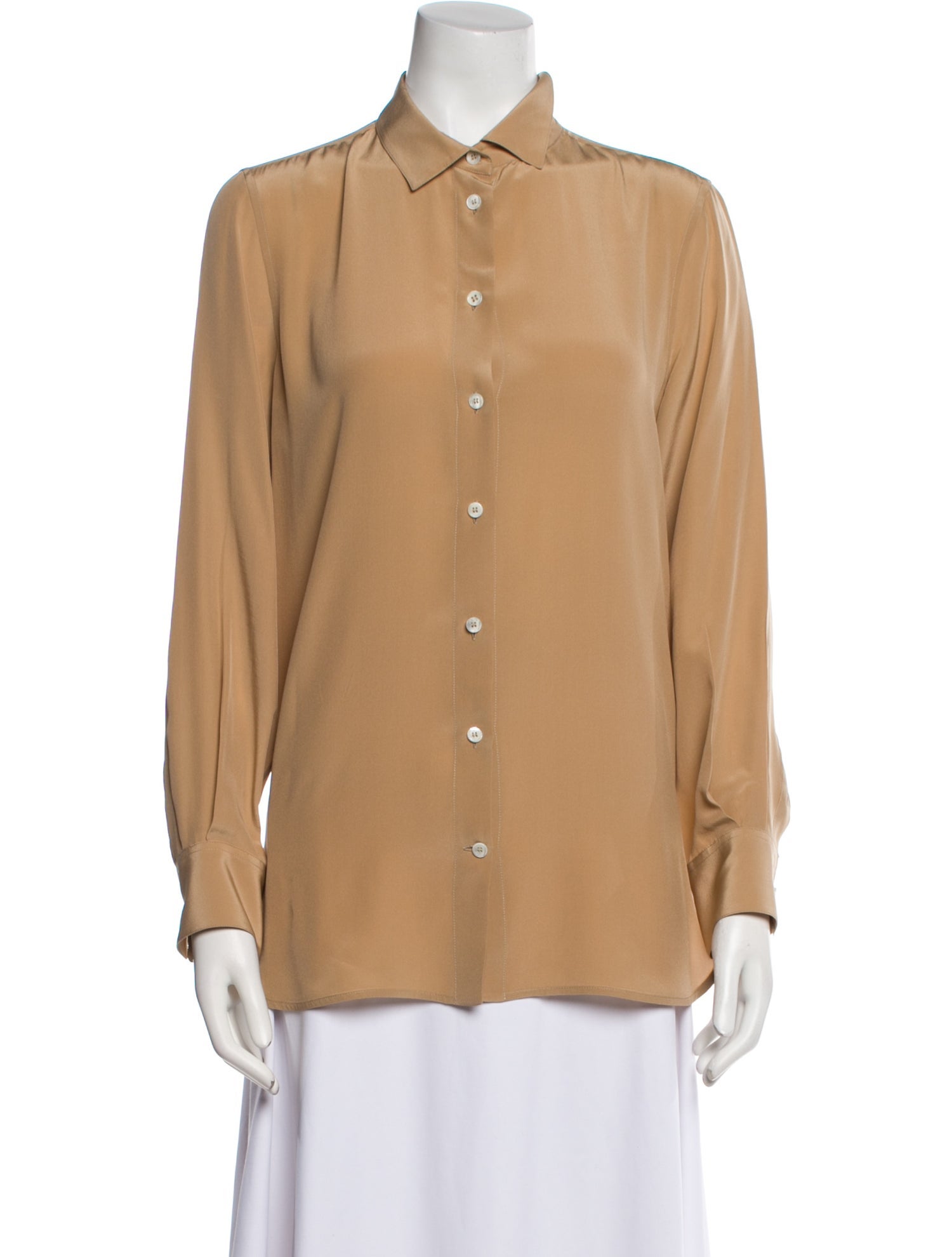 Celine Silk Long Sleeve Button-Up Top