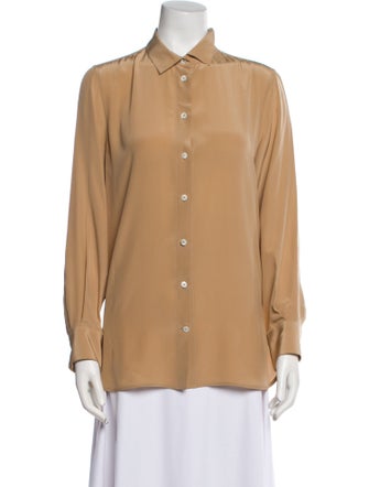 Celine Silk Long Sleeve Button-Up Top