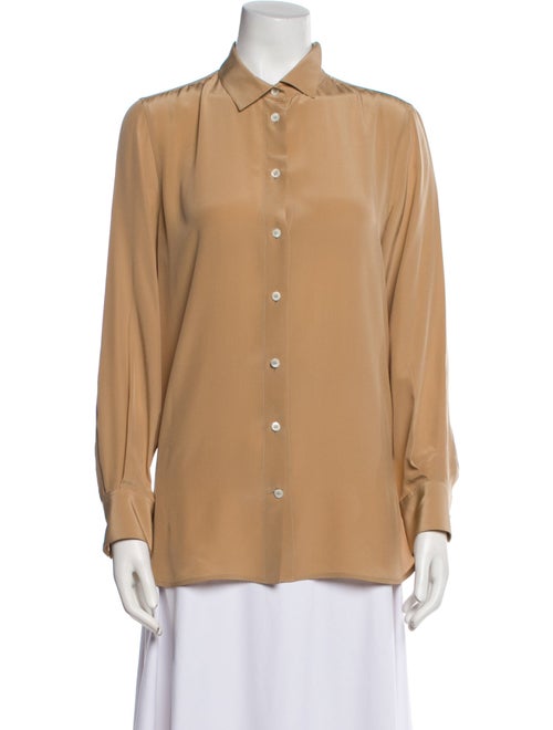 Celine Silk Long Sleeve Button-Up Top