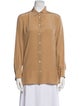 Celine Silk Long Sleeve Button-Up Top
