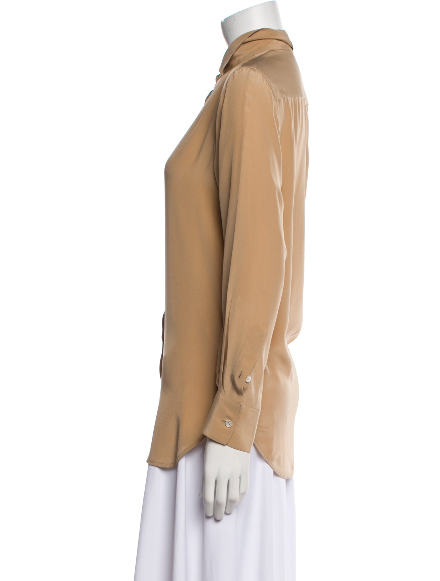 Celine Silk Long Sleeve Button-Up Top