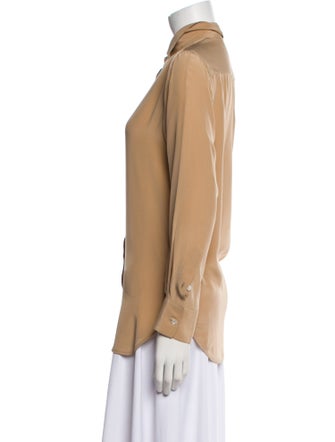 Celine Silk Long Sleeve Button-Up Top