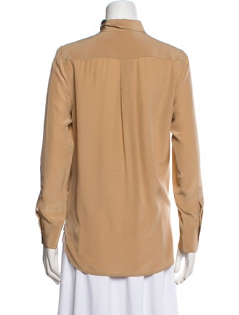 Celine Silk Long Sleeve Button-Up Top