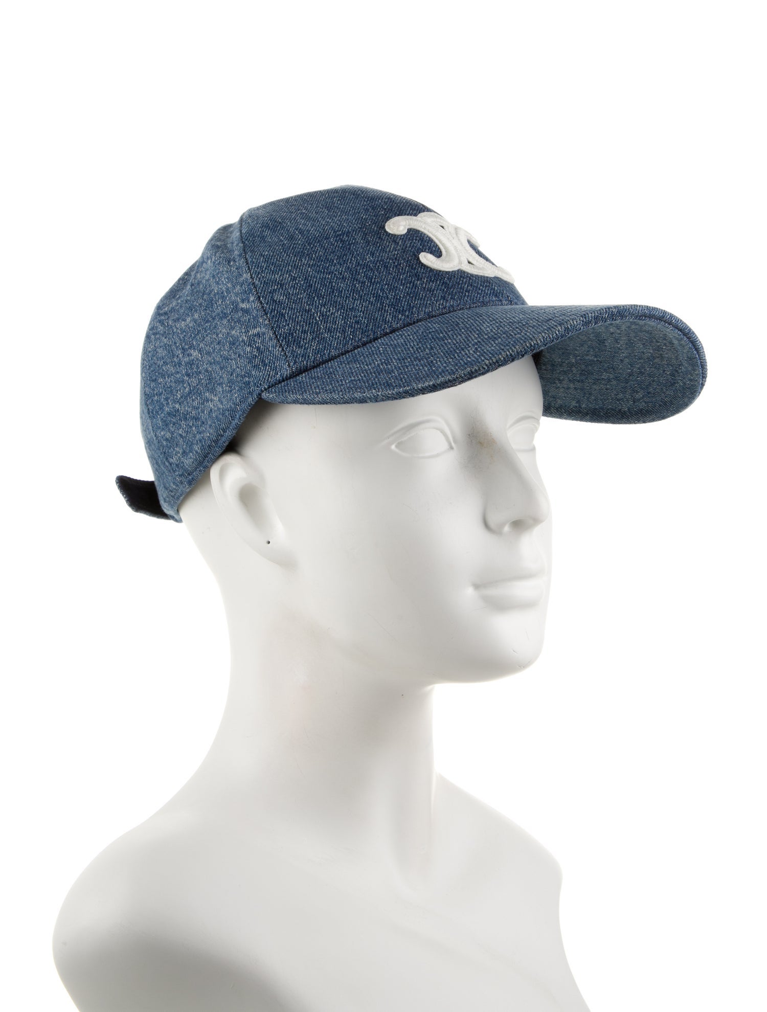 Celine Denim Embroidered Baseball Hat