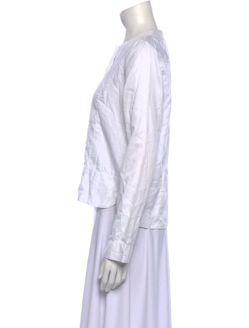 Celine Crew Neck Long Sleeve Button-Up Top