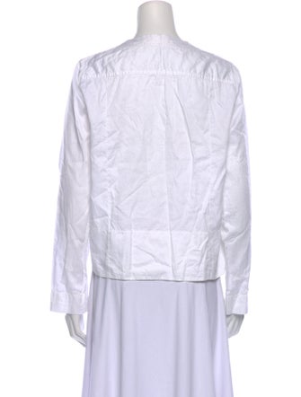 Celine Crew Neck Long Sleeve Button-Up Top