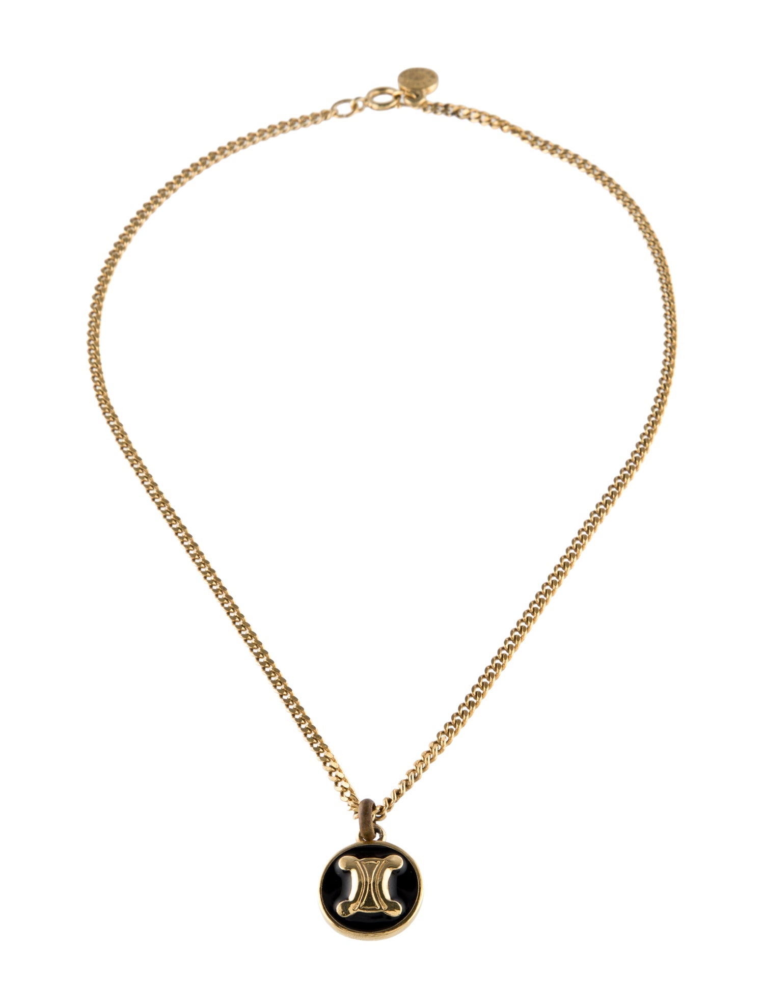 Celine Vintage Enamel Blazon Pendant Necklace