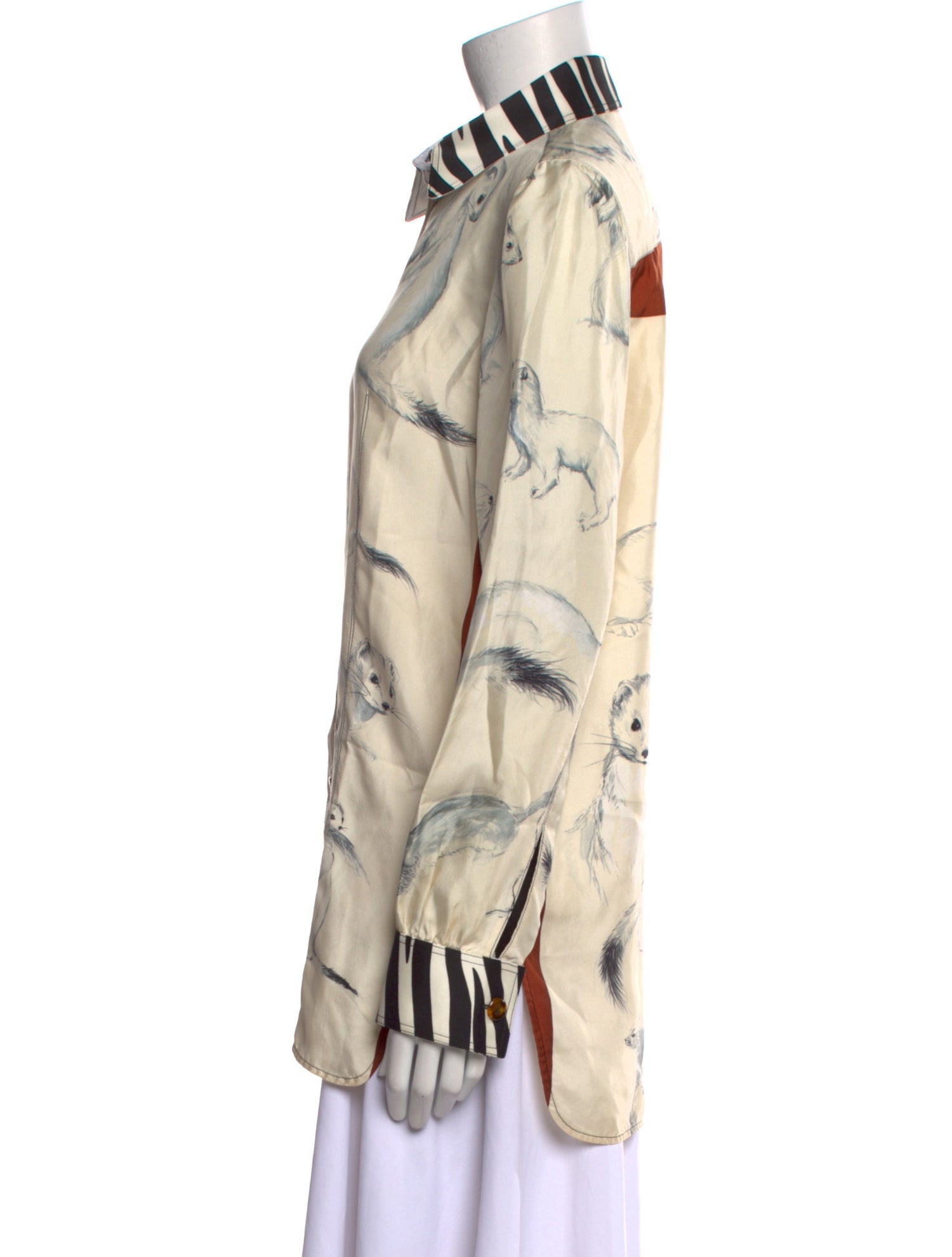 Celine Silk Printed Button-Up Top