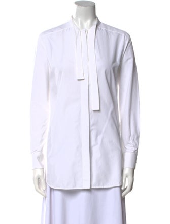 Celine Mock Neck Long Sleeve Button-Up Top