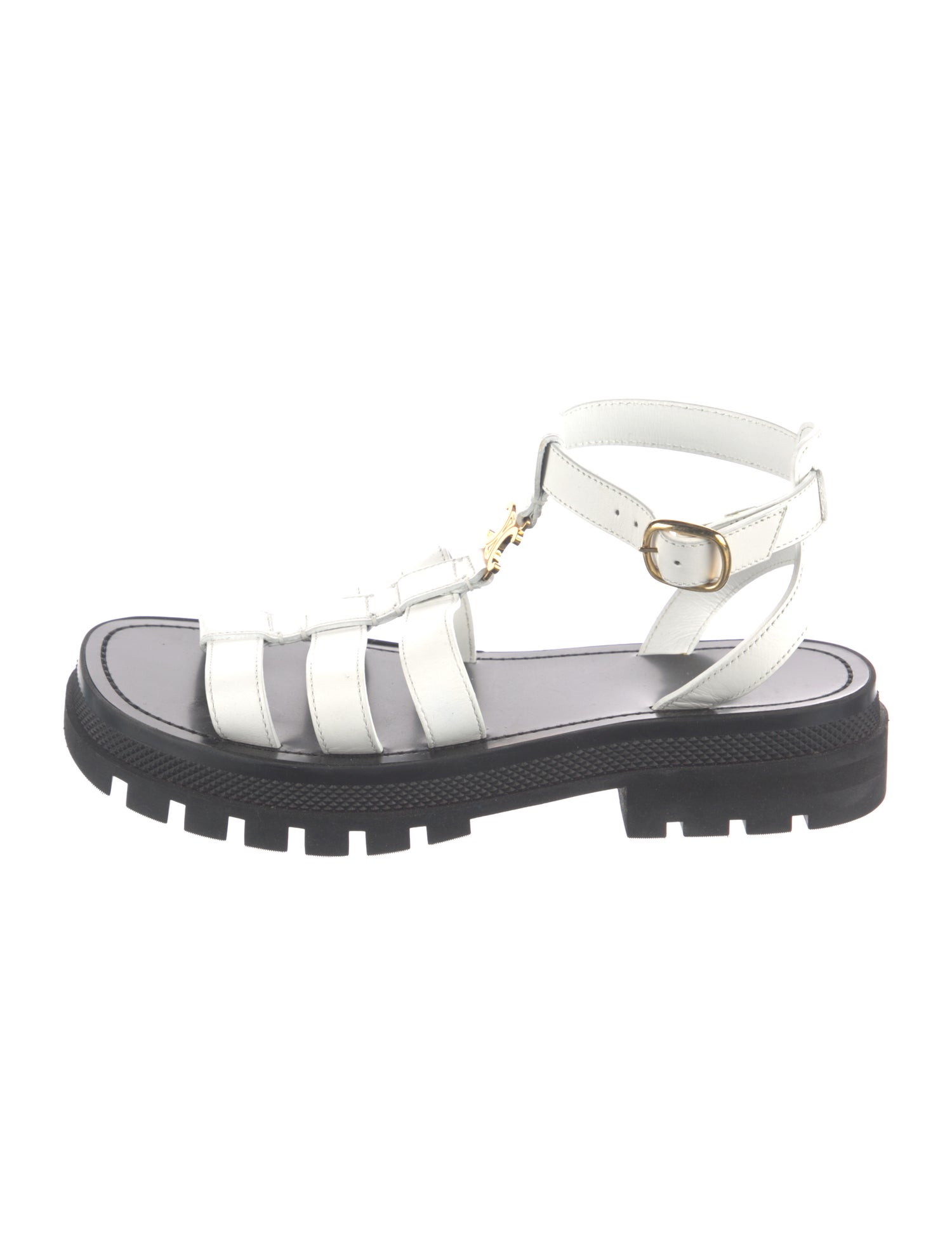 Celine Leather Colorblock Pattern Gladiator Sandals