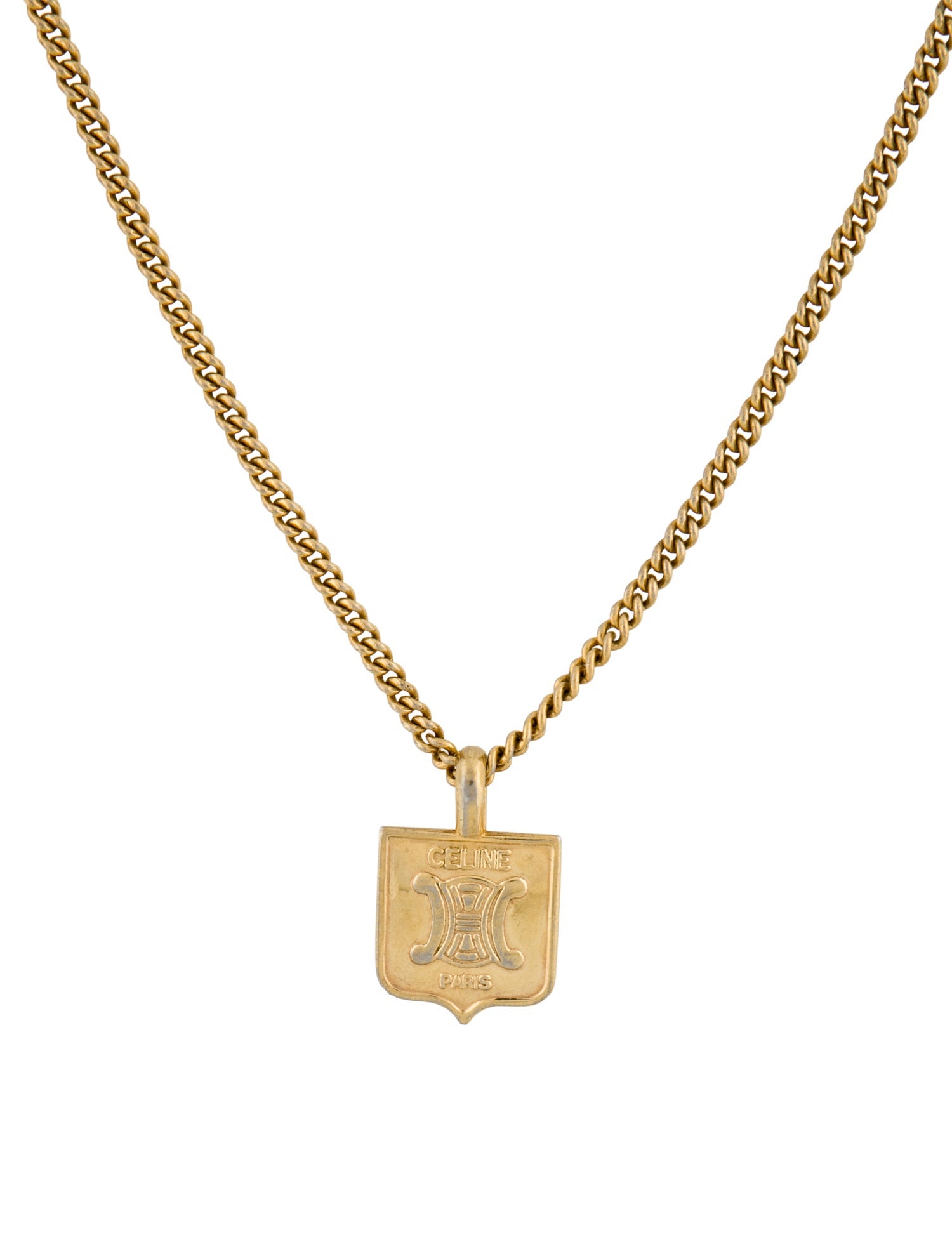 Celine Vintage Logo Pendant Necklace