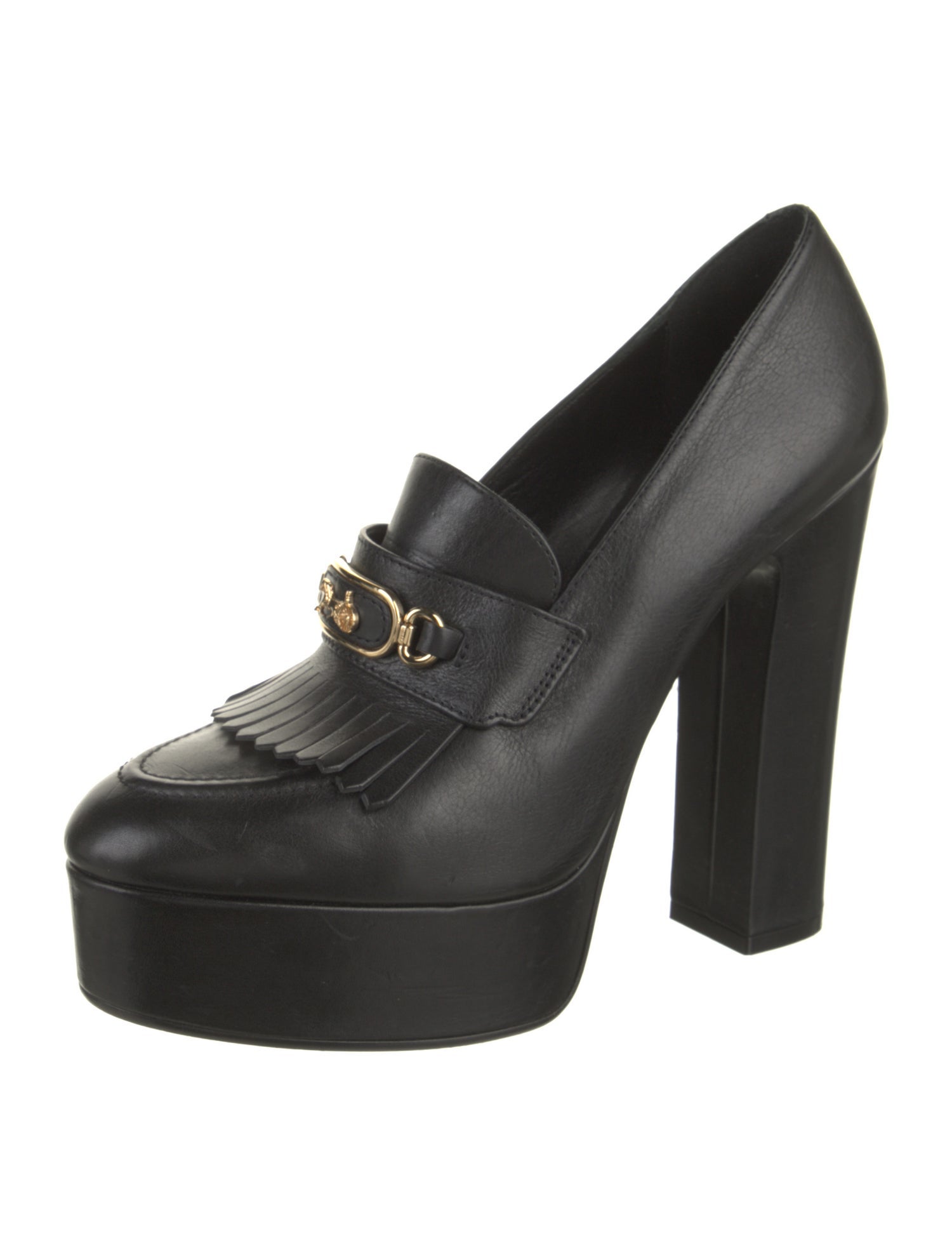 Celine Leather Fringe Trim Accent Pumps