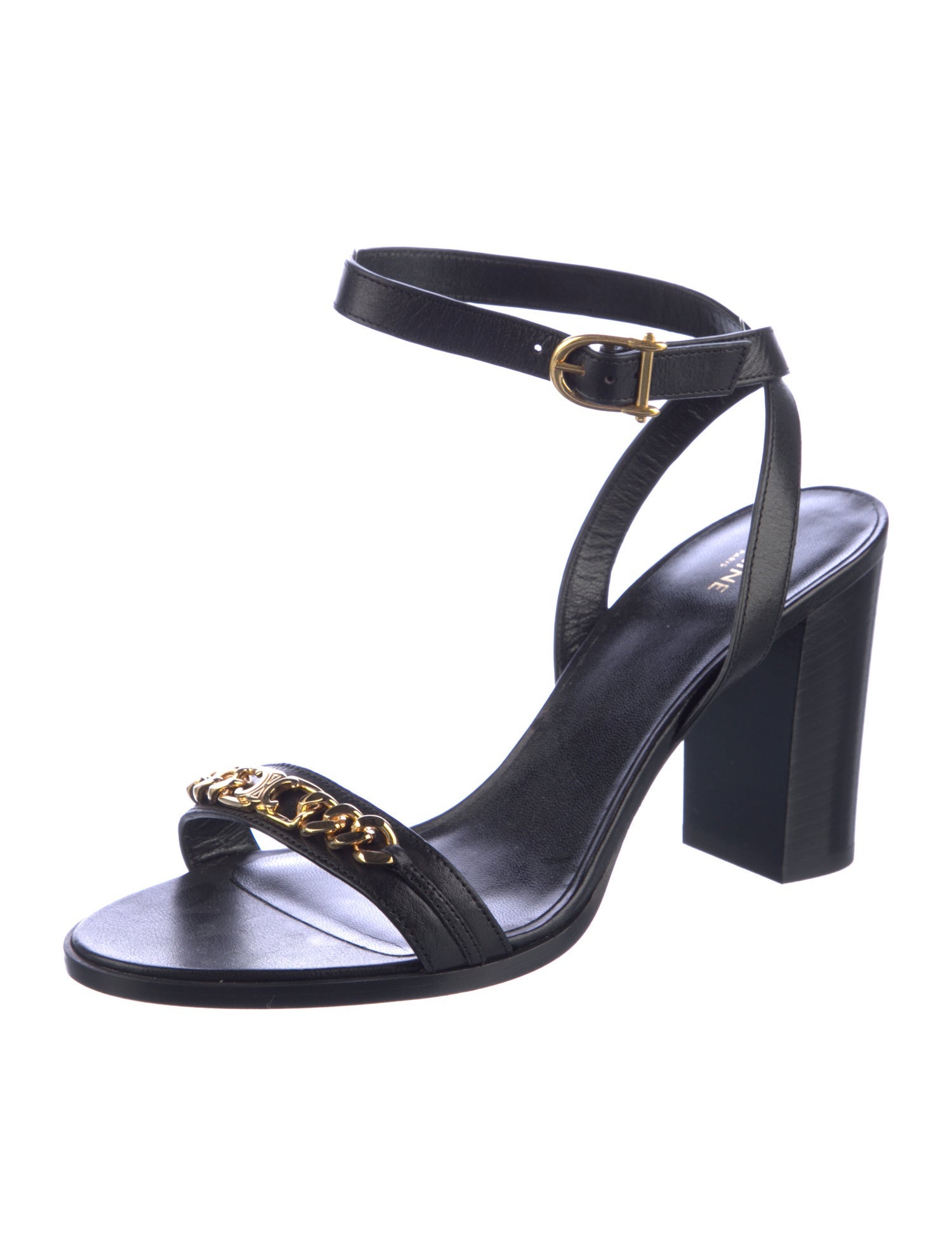 Celine Chain-Link Accent Leather Sandals