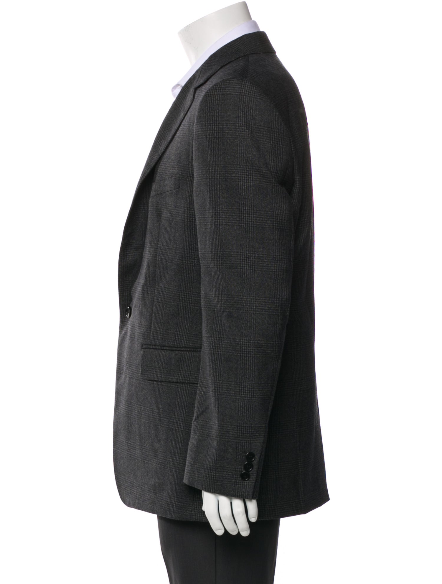 Celine Wool Plaid Print Blazer