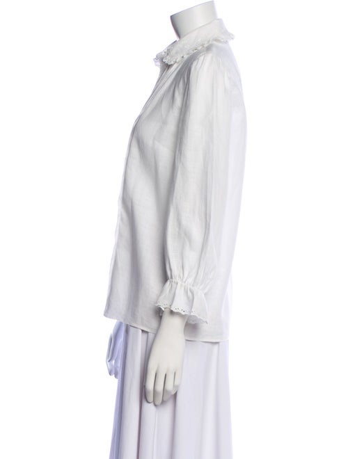 Celine Linen Three-Quarter Sleeve Button-Up Top