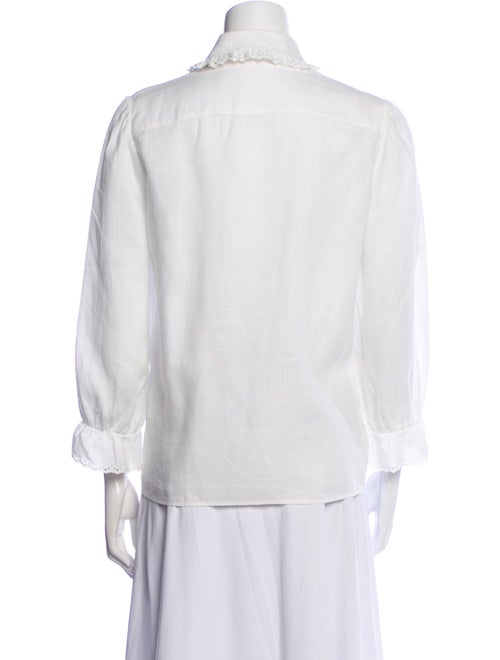 Celine Linen Three-Quarter Sleeve Button-Up Top