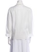 Celine Linen Three-Quarter Sleeve Button-Up Top