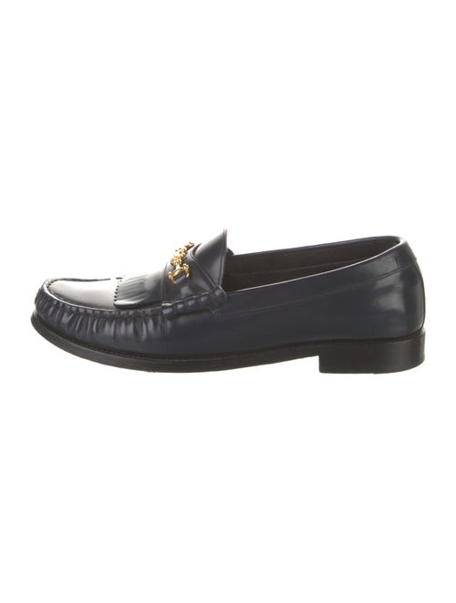 Celine Leather Fringe Trim Accent Loafers