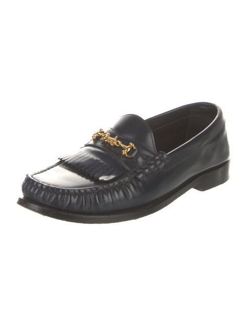 Celine Leather Fringe Trim Accent Loafers
