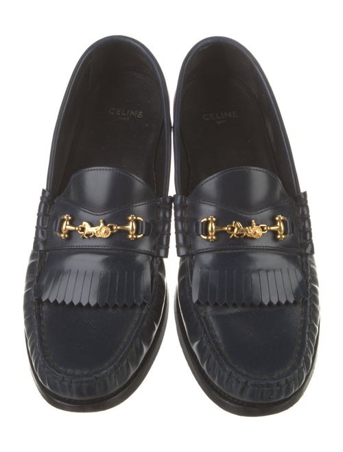 Celine Leather Fringe Trim Accent Loafers