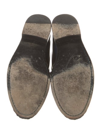 Celine Leather Fringe Trim Accent Loafers