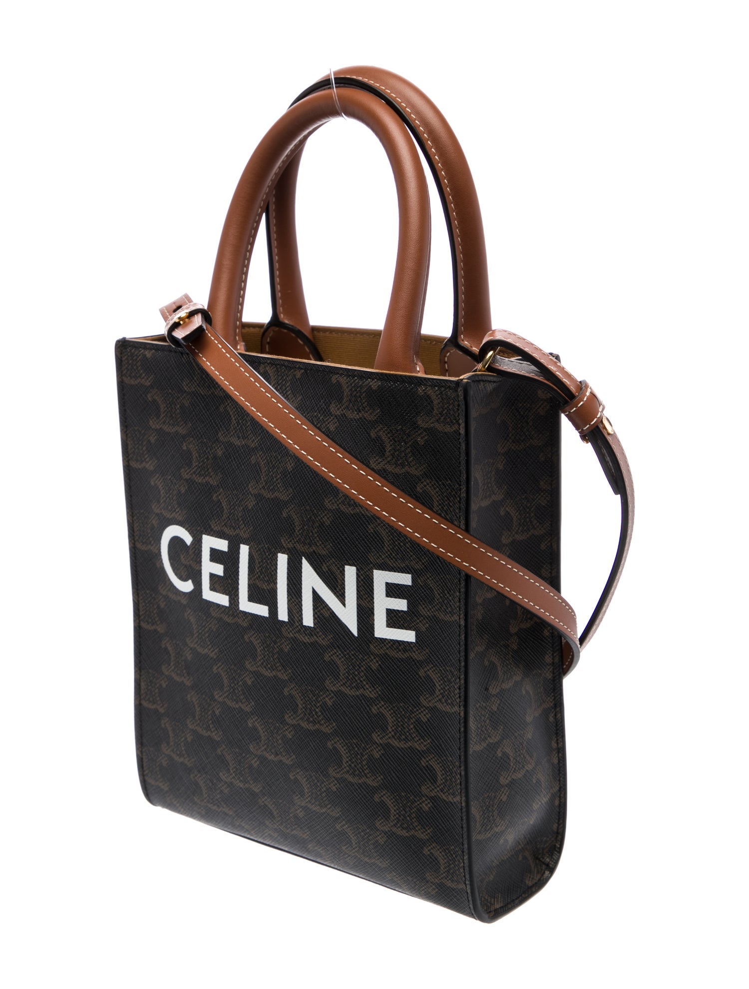 Celine Triomphe Canvas Calfskin Mini Top Handle Bag 2022