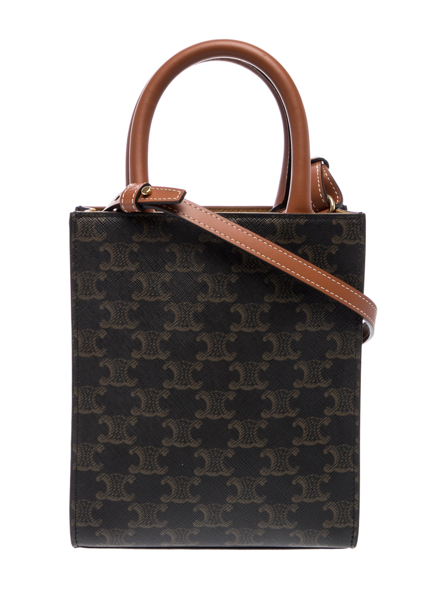 Celine Triomphe Canvas Calfskin Mini Top Handle Bag 2022