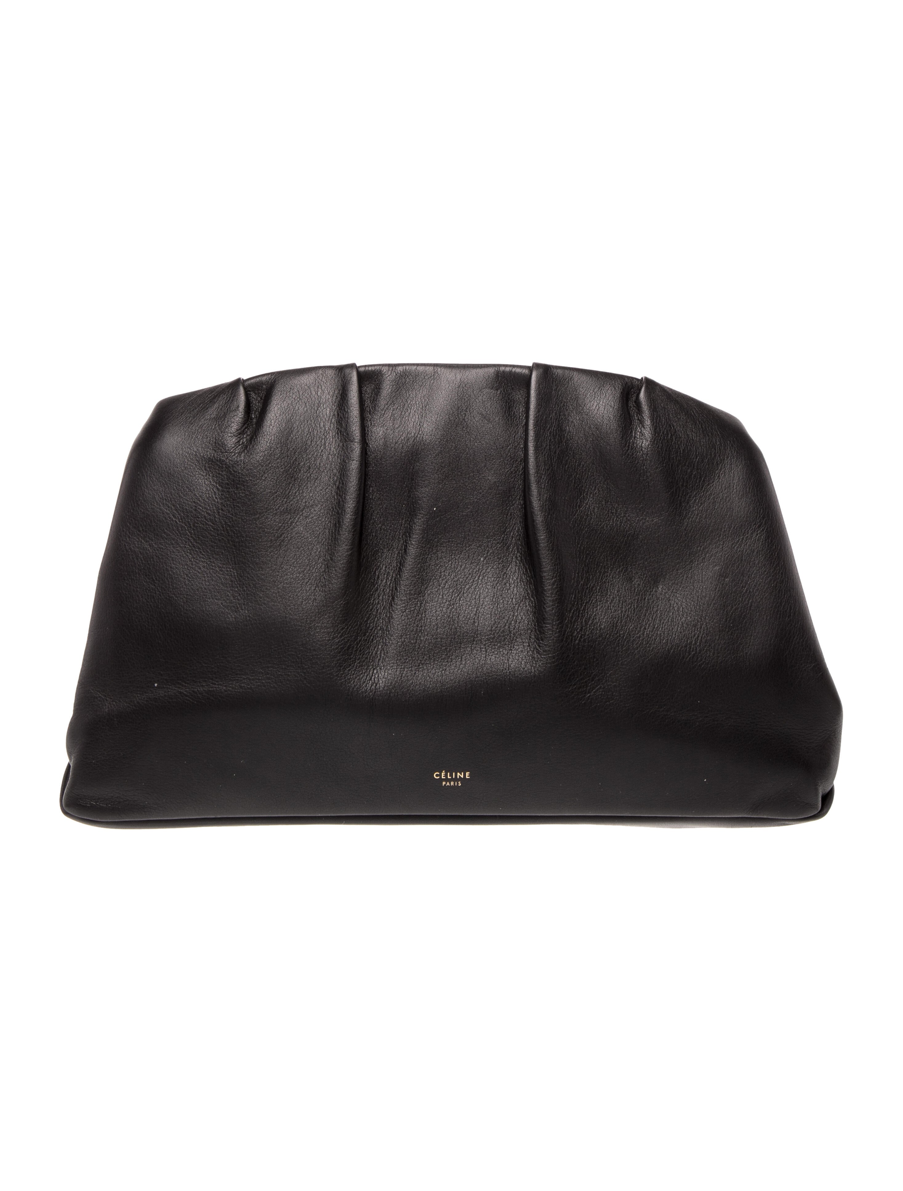 Celine Calfskin Pleated French Lock Clutch