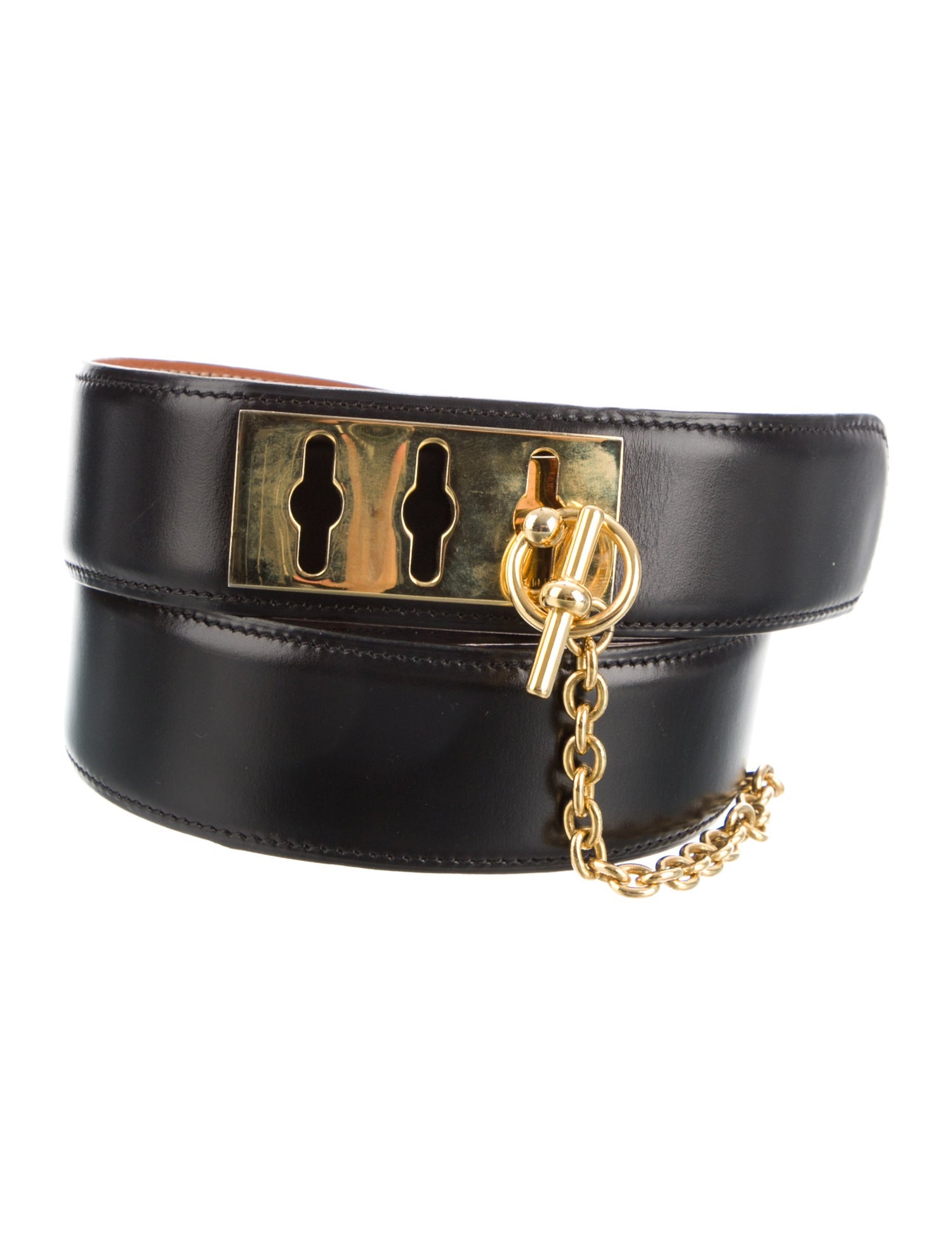 Celine Leather Chain-Link Accents Belt