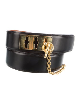 Celine Leather Chain-Link Accents Belt
