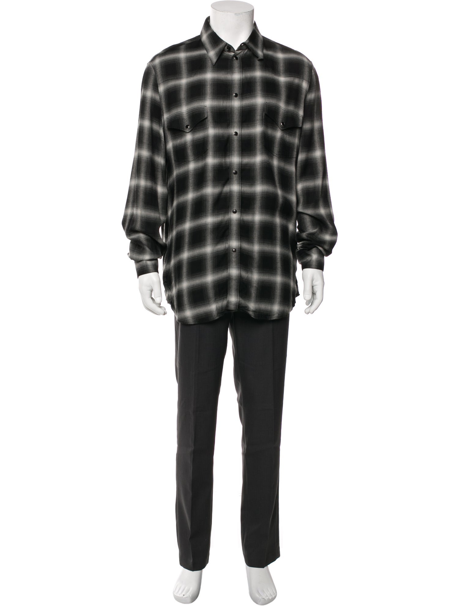 Celine Plaid Print Long Sleeve Shirt