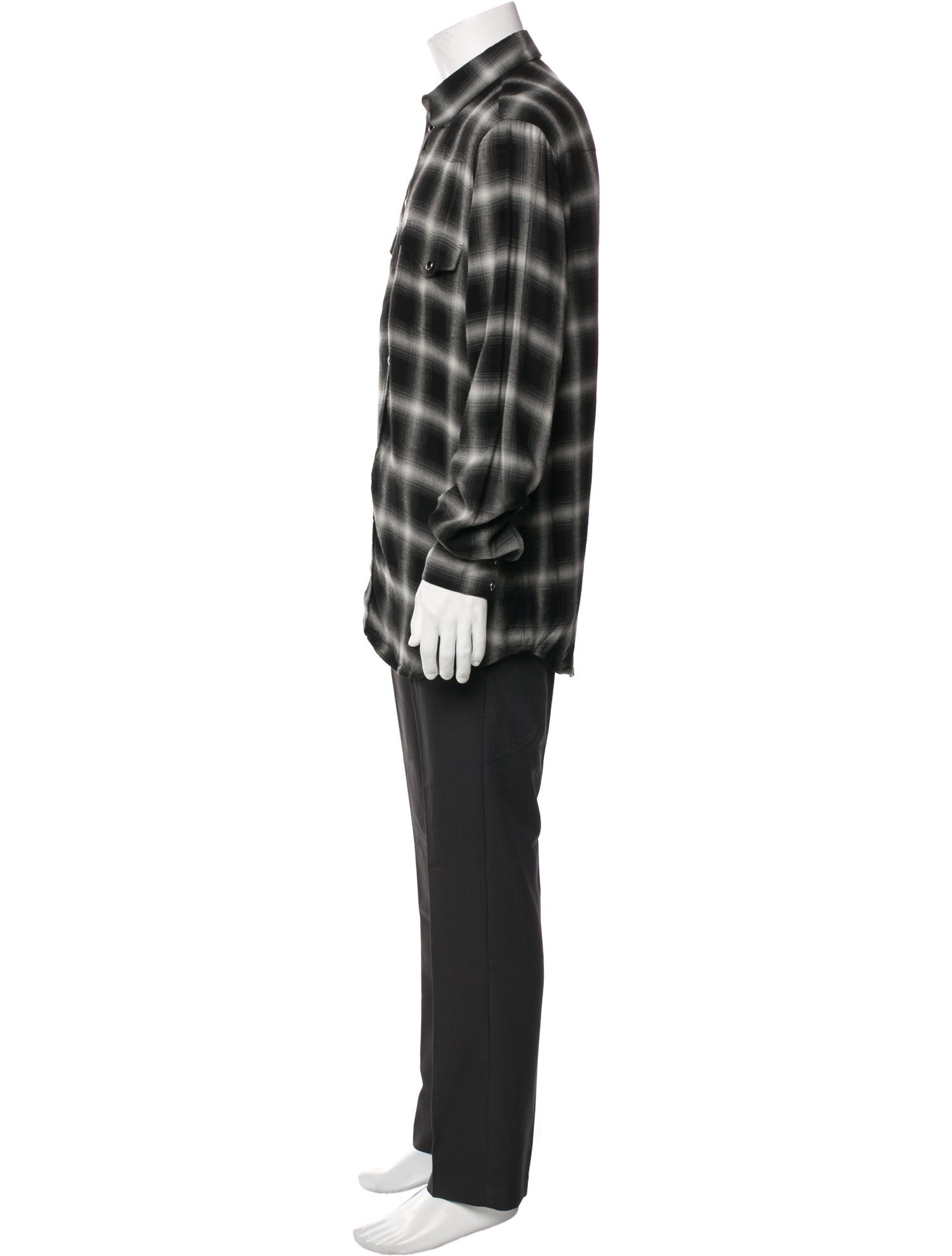 Celine Plaid Print Long Sleeve Shirt