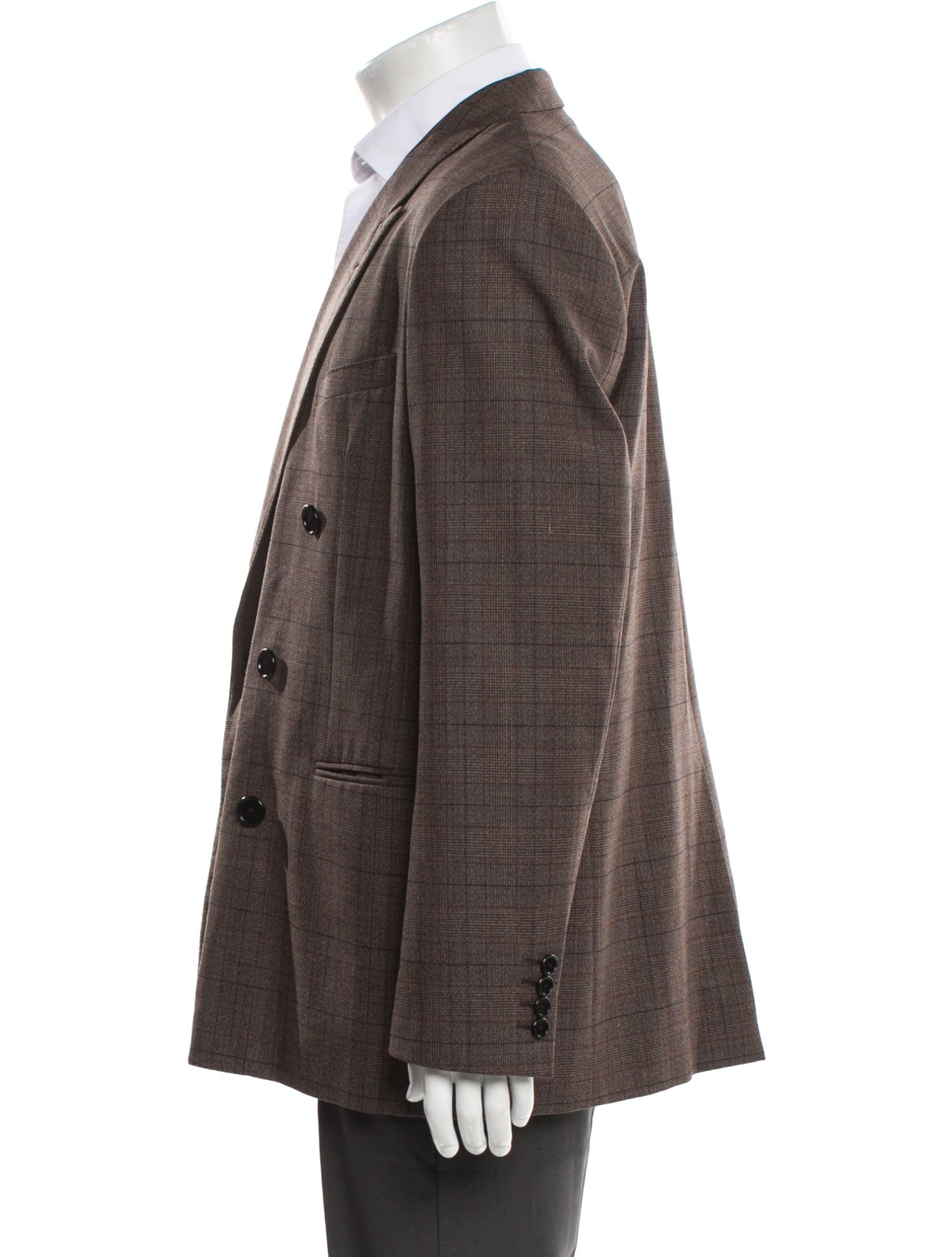 Celine Wool Plaid Print Blazer