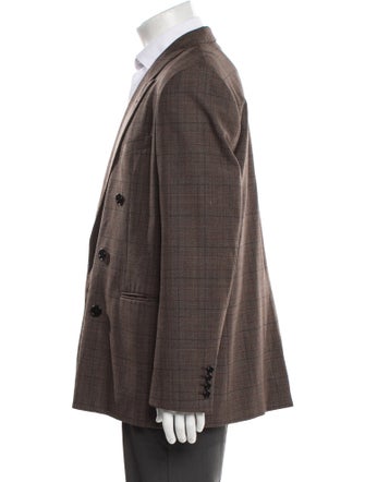 Celine Wool Plaid Print Blazer