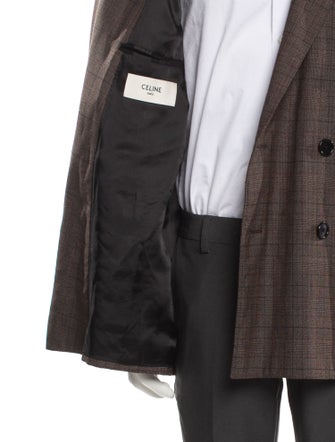 Celine Wool Plaid Print Blazer