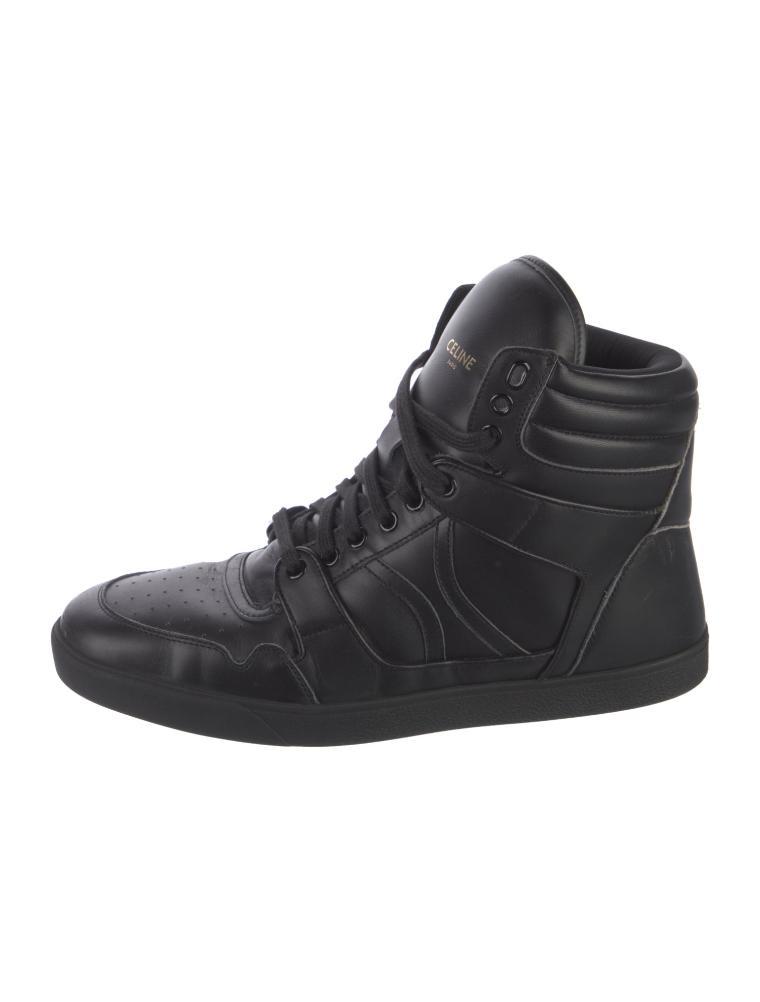 Celine Leather Raw-Edge Trim Sneakers