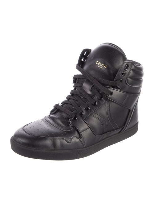 Celine Leather Raw-Edge Trim Sneakers