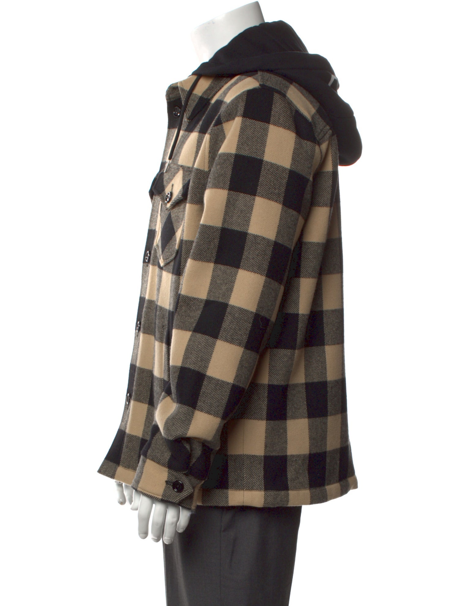 Celine Wool Plaid Print Hoodie w/ Tags